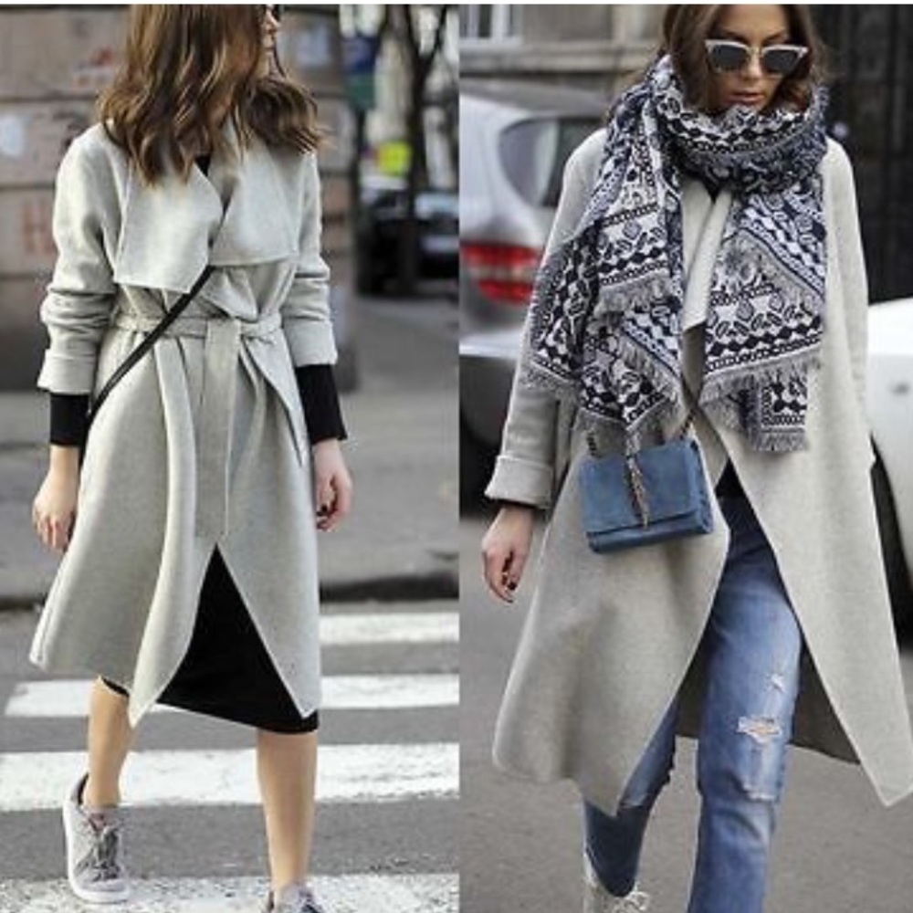 Zara Grey Wrap Coat XS NWT